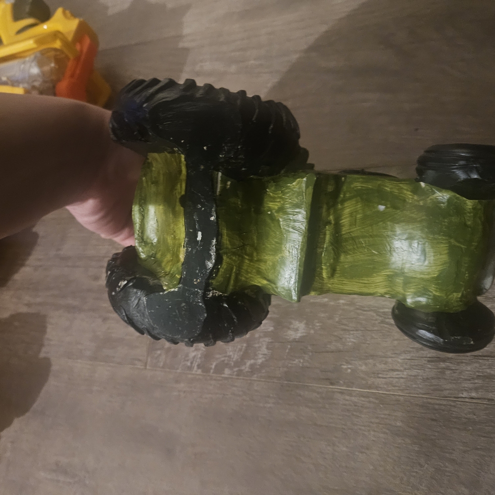 Whimsical Gnome on Green Tractor Figurine - Picture 2 of 3